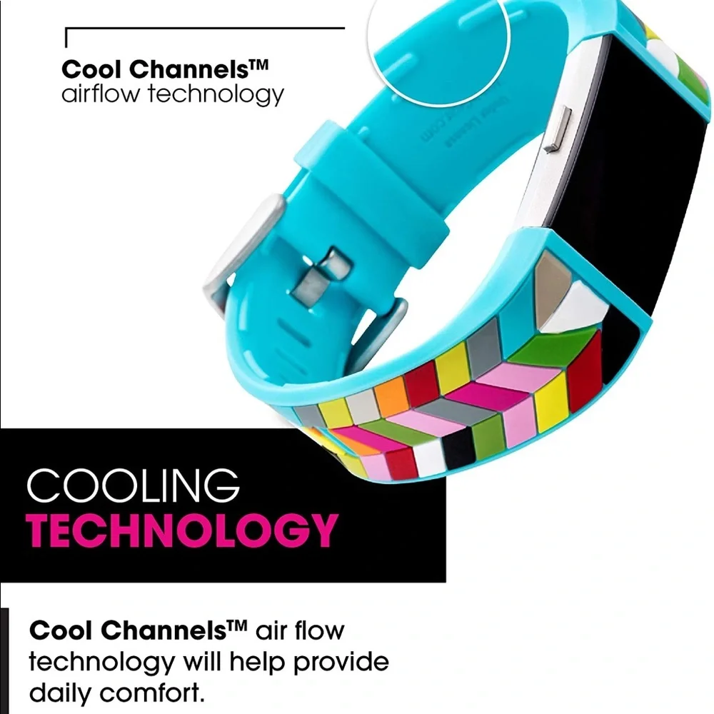 French Bull Silicone Band Fitbit Charge 2 Rainbow Blue Ziggy